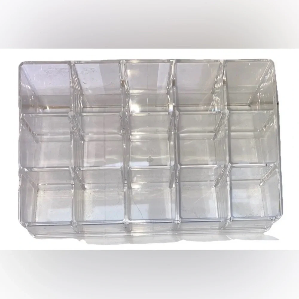 2 Clear Acrylic Makeup Vanity Organizers Cosmetics Displays | 23 Slots Total EUC